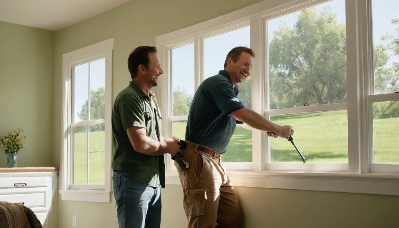 Friendly homeowner and local window provider reviewing a new window in a Birmingham home